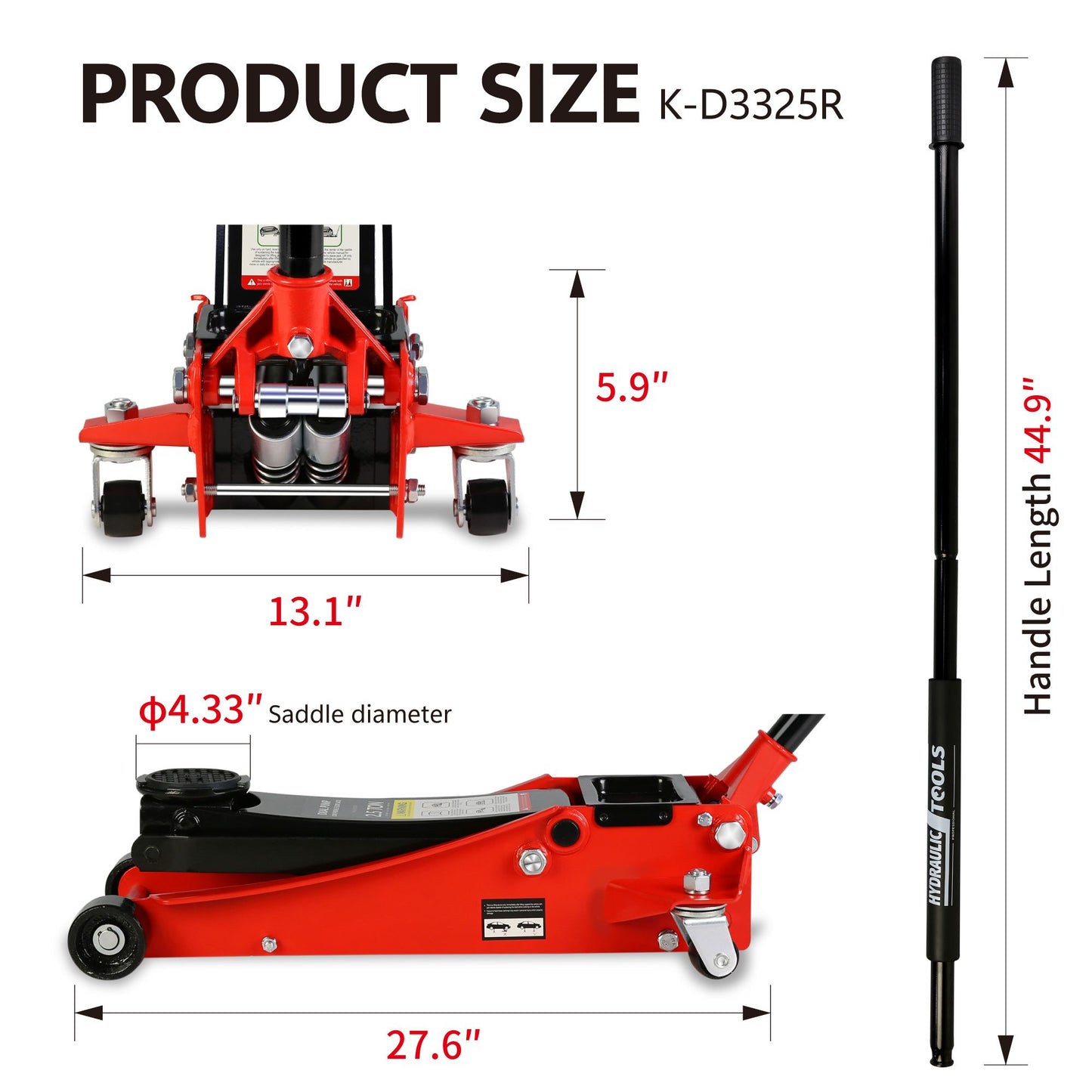 2.5 Ton Low Profile Floor Jack,Steel Racing Floor Jack with Dual PistonsQuick Lift Pump,Hydraulic floor jack Lifting range 3.5"-19.5"