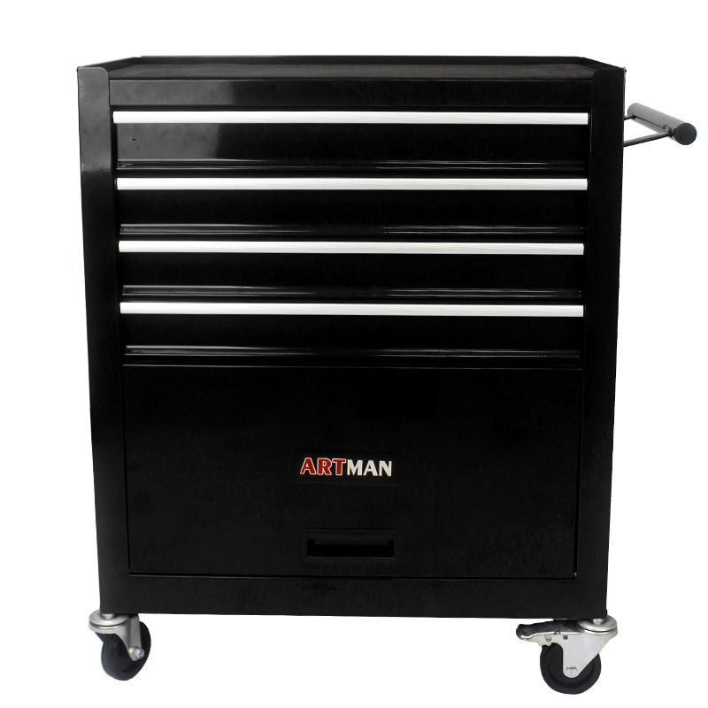 4 DRAWERS MULTIFUNCTIONAL TOOL CART WITH WHEELS-BLACK