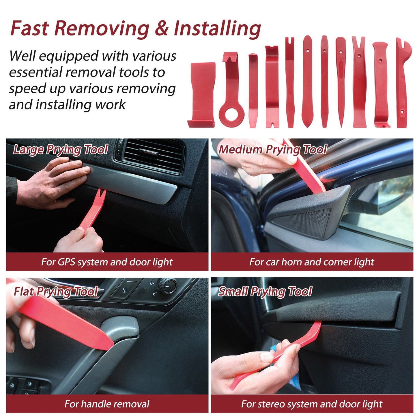 13 Pcs Car Trim Removal Tool Auto Door Panel Clip Dash Plastic Interior Radio Body Open Pry Kit