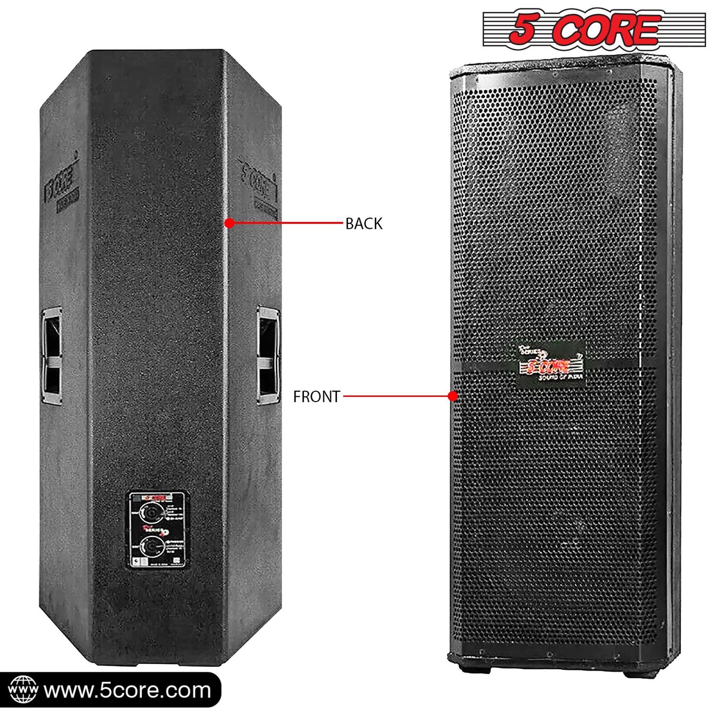5 Core 15" Dual Outdoor Speaker System Pro Pa Party DJ Subwoofers 4 Pack, 3 Way 4 Ohm 4000W PMPO Stereo Surround Sound Wooden Speaker System with 2.5" Voice Coil - 15x2 400DX 4PCS