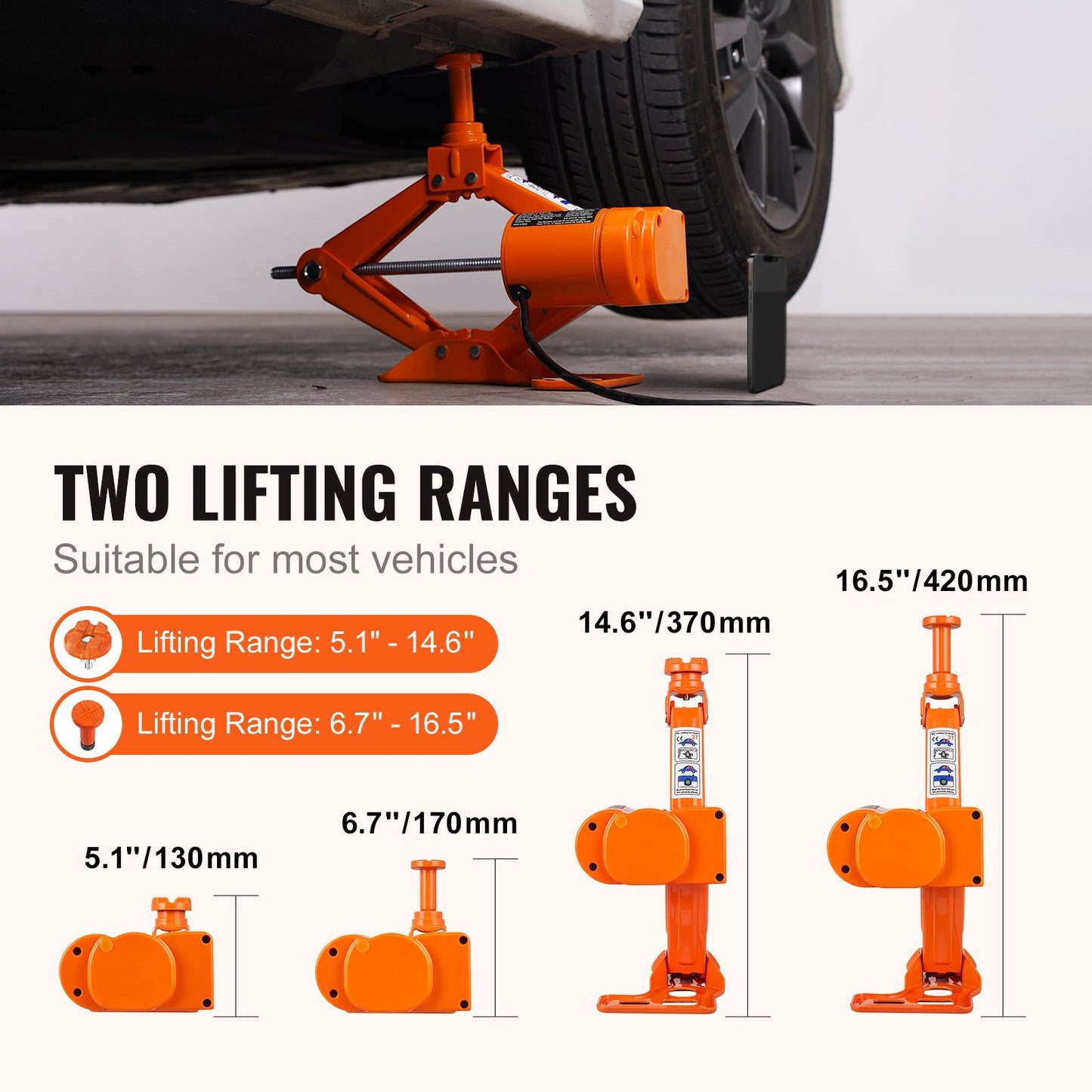 VEVOR Electric Car Jack, 3 Tons /6600 lbs Scissor Jack, 12V Electric Automatic Jack with Double Saddles and Remote Control, Portable Car Jack for Sedan, SUV, Truck Tire Change