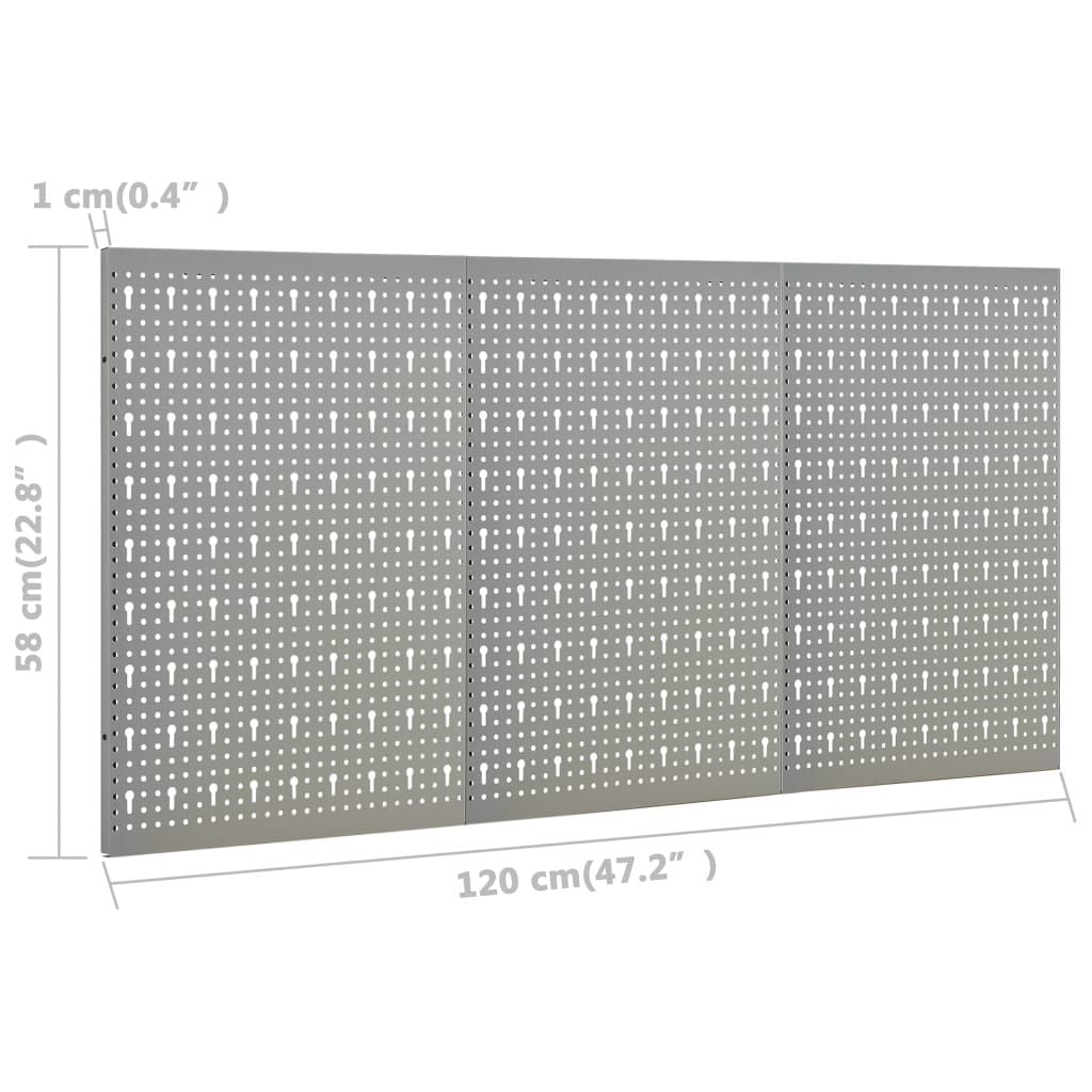 Wall-mounted Peg Boards 3 pcs 15.7"x22.8" Steel