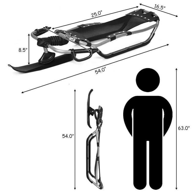 Winter Sports & Outdoor Activities Snow Racer Sled With Mesh Seat