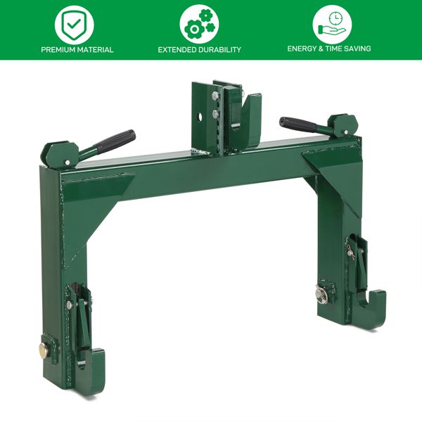 3 Pt Quick Hitch Adapter For Category 1 & 2 W/ Adjustable Bolt Tractor 3000lb,Green