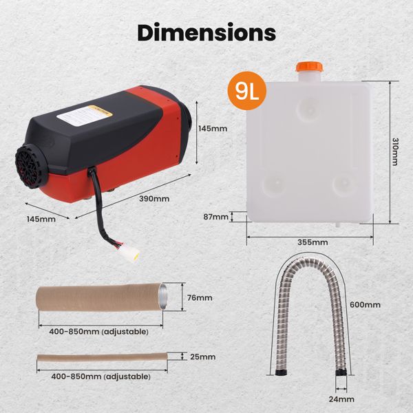 12V 5KW LCD Monitor Air Diesel Fuel Heater 5000W for Car Trucks Motor-Homes