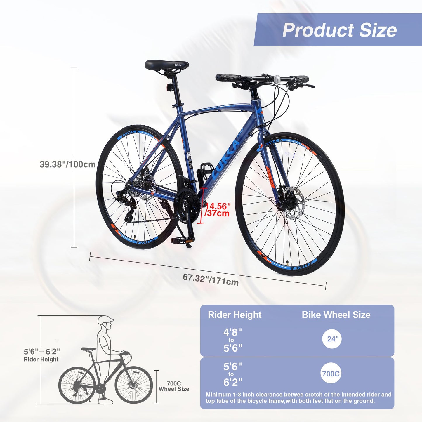 24 Speed Hybrid bike Disc Brake 700C Road Bike For men women's City Bicycle