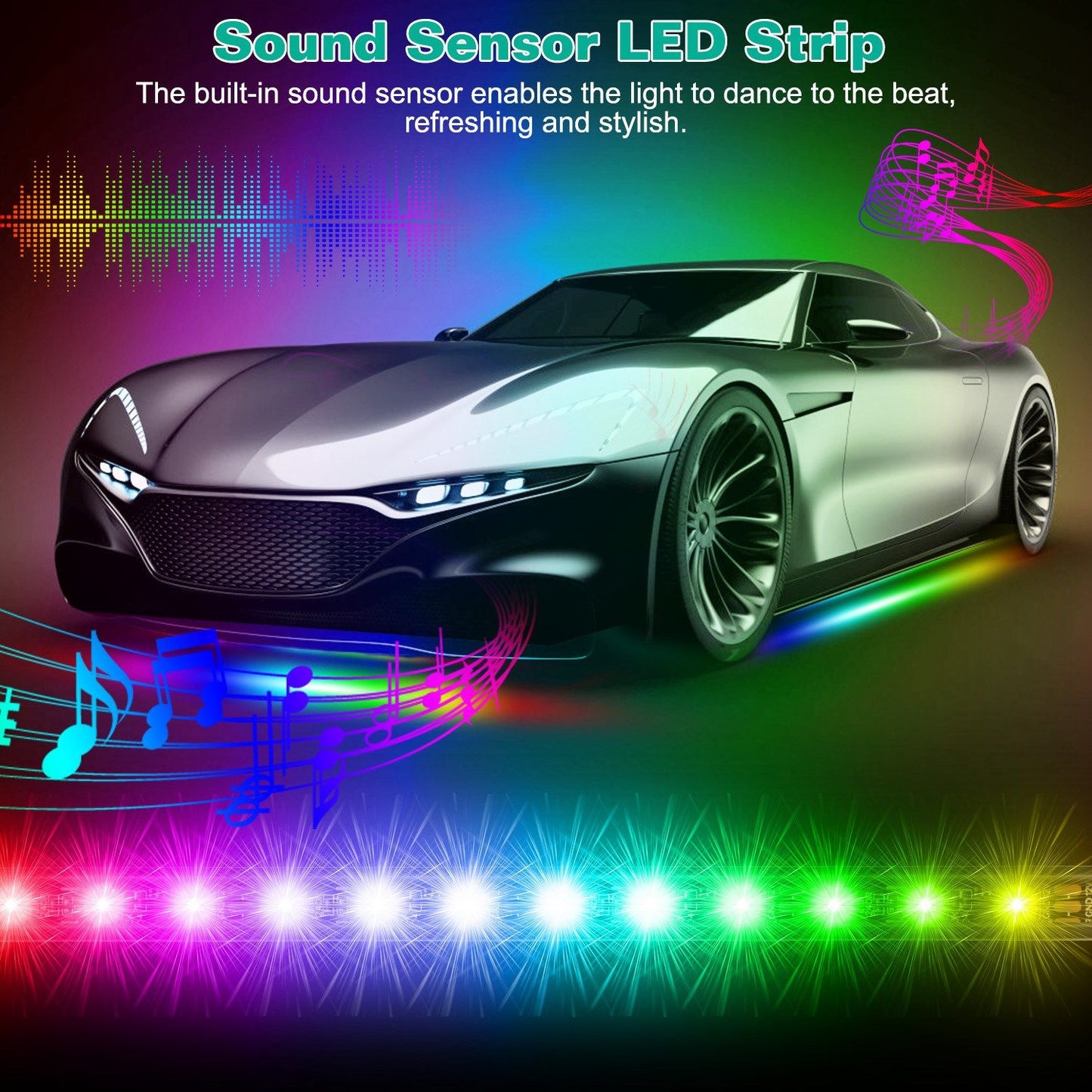 Waterproof RGB Underglow LED Strip Remote App Control Car Underbody Light