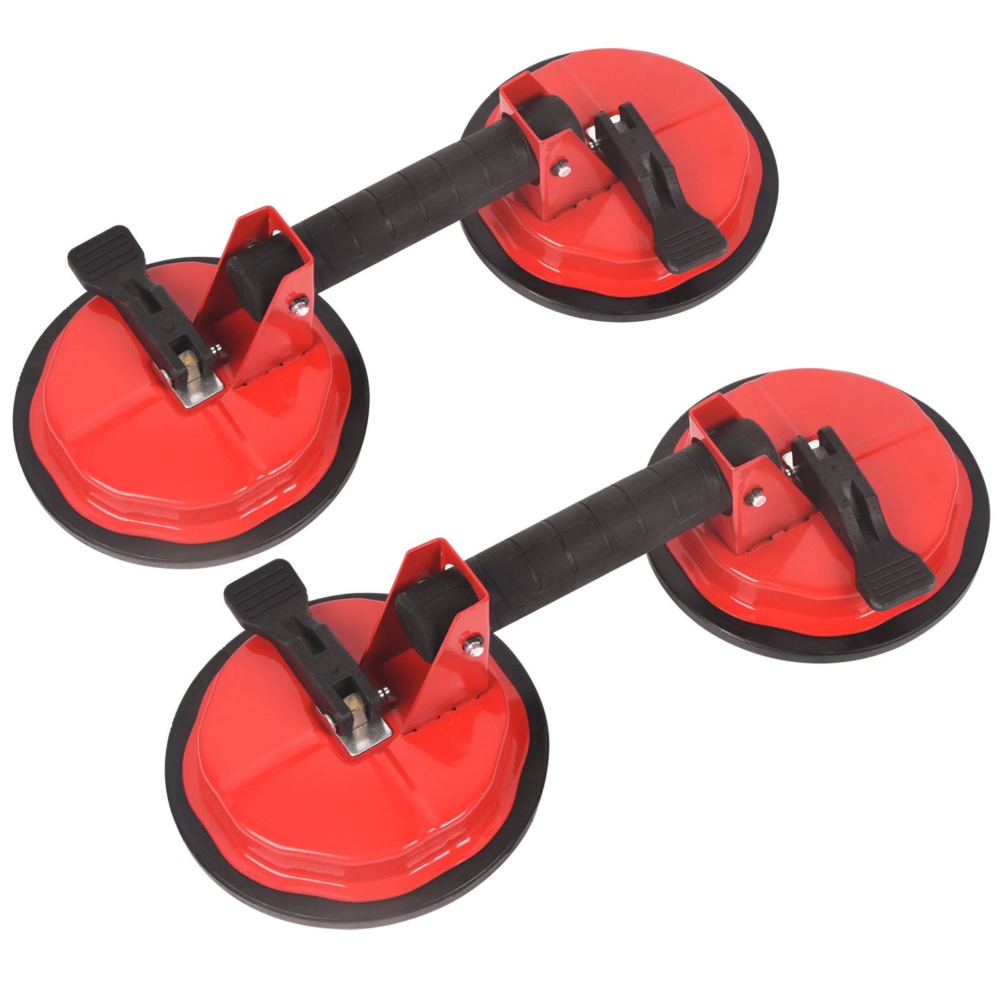 2 Pack Glass Suction Cup, 5.75in Adjustable Vacuum Suction Cups Heavy Duty Industrial Tile Suction Cup to Lift Large Glass for Window Replacement, 220lbs Load Capacity(Red)