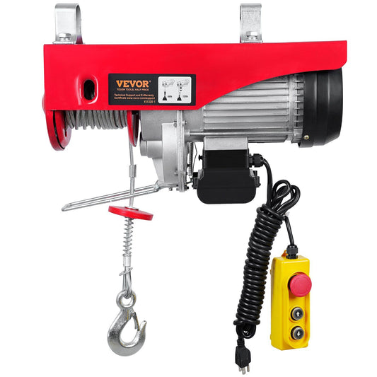 VEVOR Electric Hoist, 1320 lbs Lifting Capacity, 1150W 110V Electric Steel Wire Winch with 14ft Wired Remote Control, 40ft Single Cable Lifting Height & Pure Copper Motor, for Garage Warehouse Factory