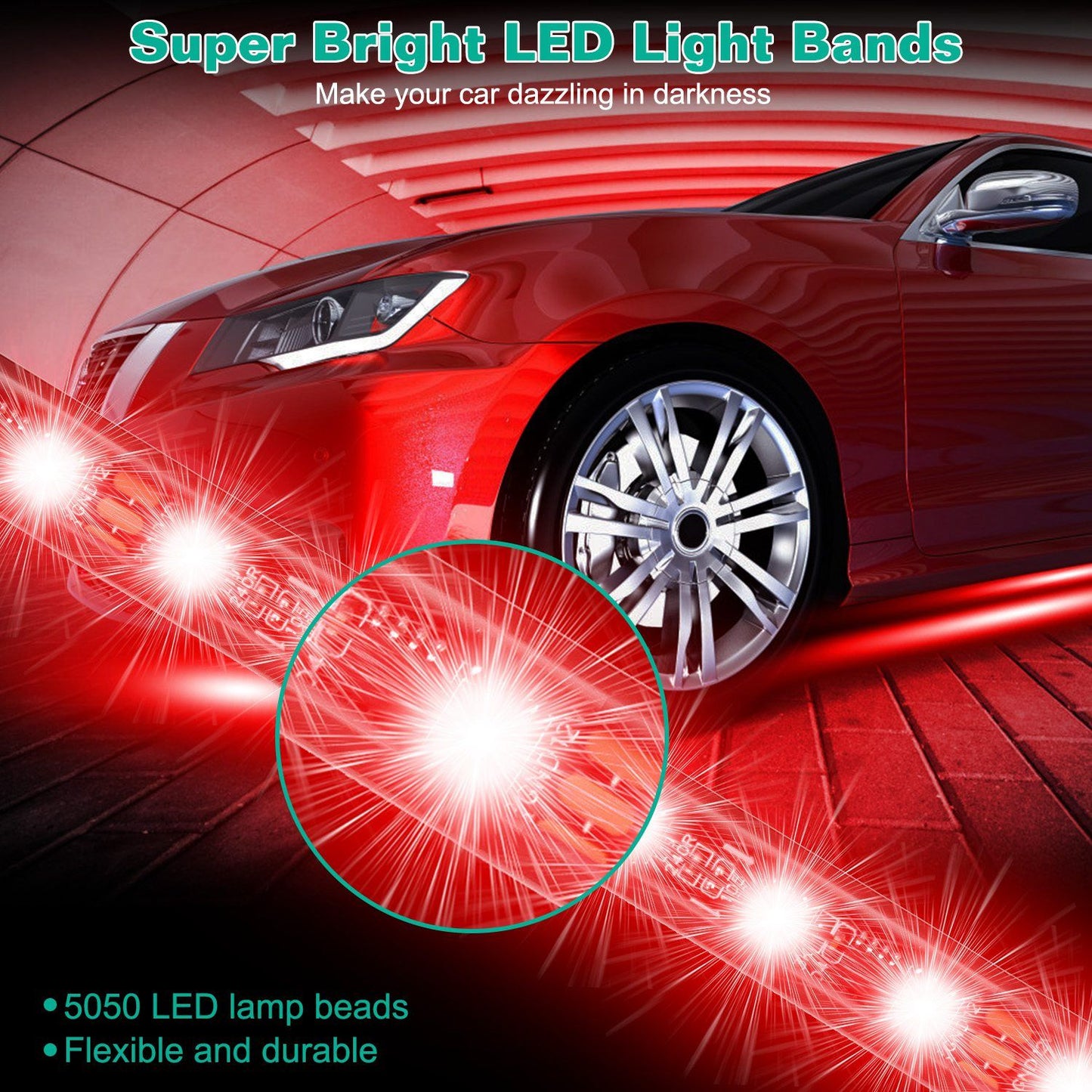 Waterproof RGB Underglow LED Strip Remote App Control Car Underbody Light