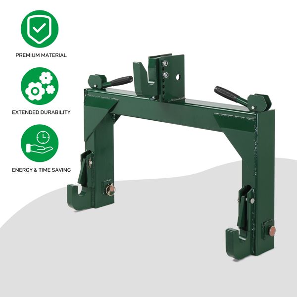 3 Pt Quick Hitch Adapter For Category 1 & 2 W/ Adjustable Bolt Tractor 3000lb,Green