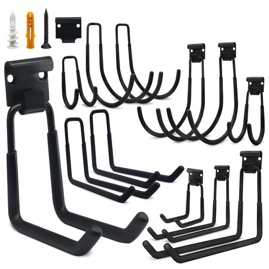 12-piece garage hook Heavy duty, utility steel garage storage hooks, wall-mounted garage hooks and organizers for organizing power tools, ladders, bulk items, bicycles, ropes and more equipment