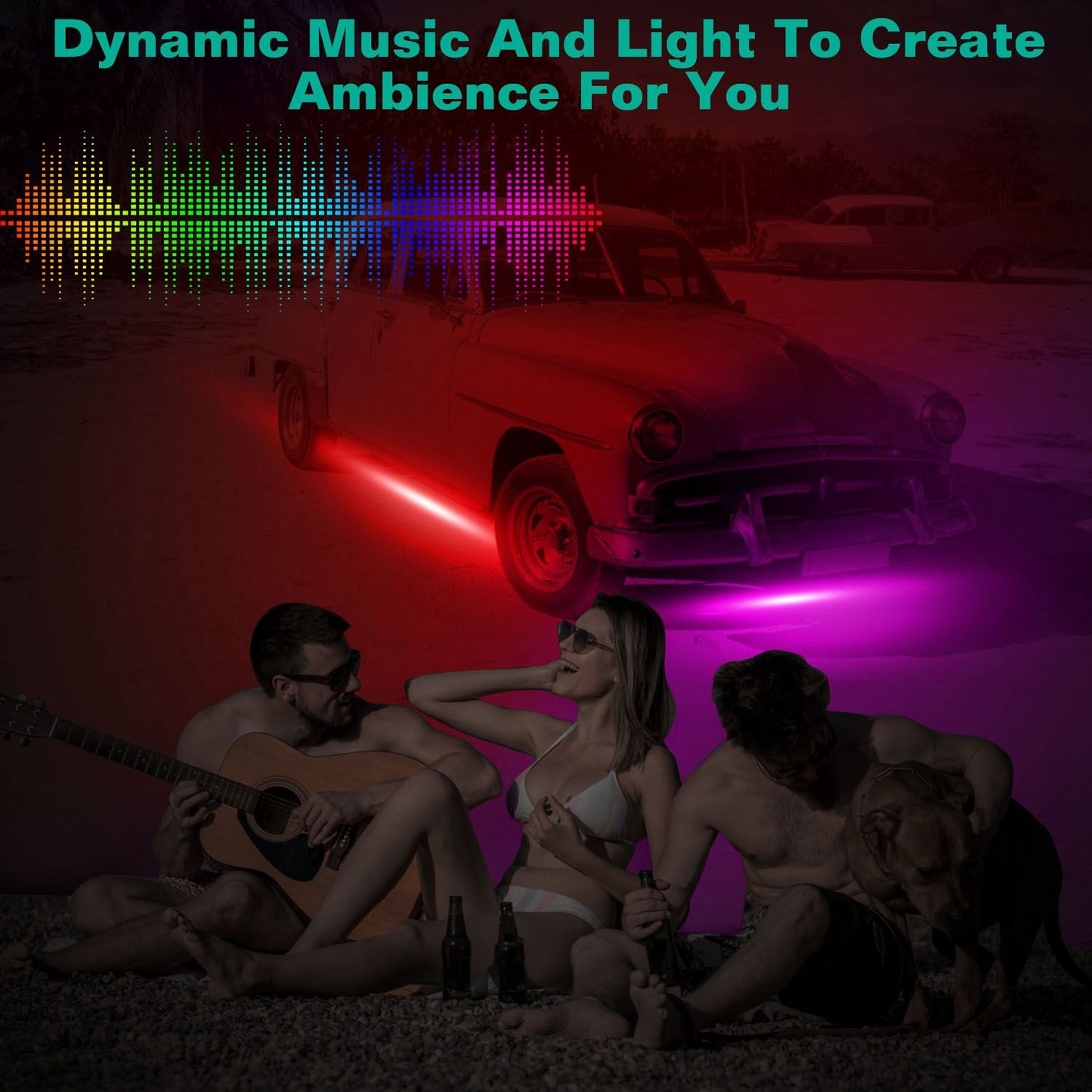 Waterproof RGB Underglow LED Strip Remote App Control Car Underbody Light