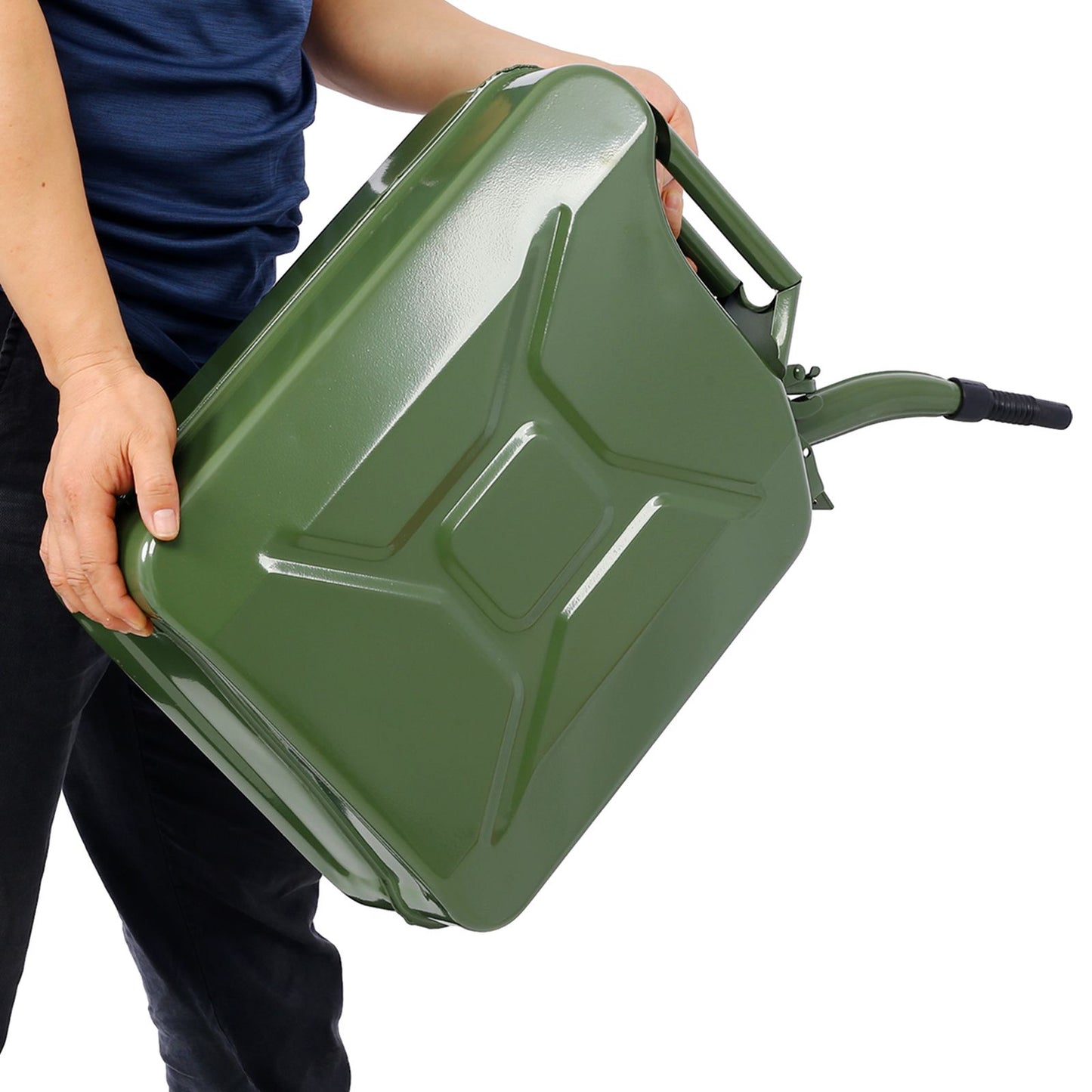 20 Liter (5 Gallon) Jerry Fuel Can with Flexible Spout, Portable Jerry Cans Fuel Tank Steel Fuel Can, Fuels Gasoline Cars, Trucks, Equipment, GREEN